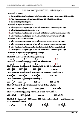 Câu hỏi ôn tập Chương 1 môn Hình học 12
